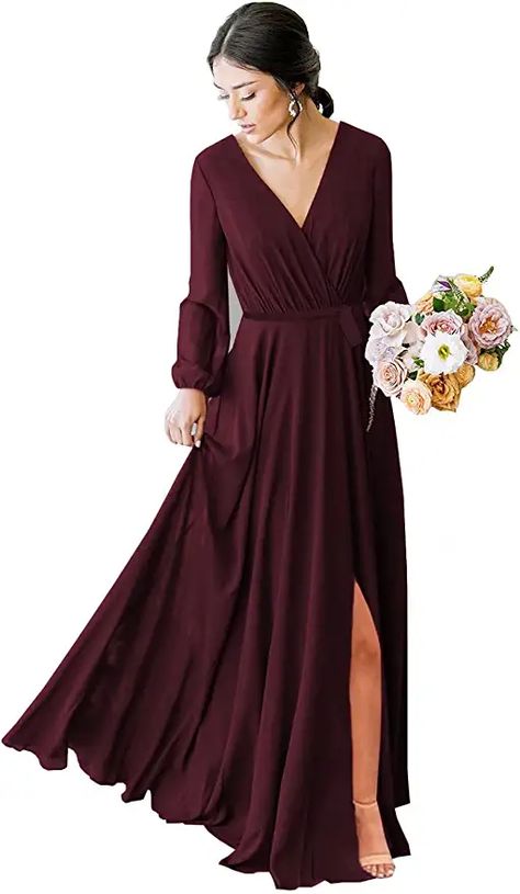 Long Sleeve Bridesmaid Dresses, Bridesmaid Dresses Chiffon, Formal Prom Dress, Formal Evening Dress, Dresses Chiffon, Dress For Women, Prom Dress, Bridesmaid Dresses, Chiffon