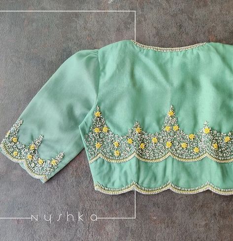 Nyshka (@nyshkadesignstudio) • Instagram photos and videos Embroidered Blouses, Latest Bridal Blouse Designs, Maggam Work Blouse, New Saree Blouse Designs, Traditional Blouse Designs, Latest Model Blouse Designs, Fashionable Saree Blouse Designs, Cutwork Blouse Designs, New Blouse Designs