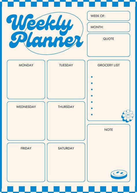 Blue Playful Simple Weekly Planner. This is a printable, undated weekly planner. Just download and print. Print as many pages as you need. Print from your home printer or send to a local print shop. You can download these digital items once your purchase has been confirmed. Please note there are no printed materials / physical products will not be shipped! Colors may vary slightly depending on the computer monitor and printer you decide to use. This product is for personal use and may not be resold, redistributed, or used for any commercial purpose. I am a new entrepreneur and student on this platform. I need your support very much. Thank you in advance. If you have any questions about the products, you can send a message and let me know your different requests. :) Planer Organisation, Weekly Planner Design, Simple Weekly Planner, Minimalist Ideas, Planner Quotes, To Do Planner, Undated Weekly Planner, Mom Planner, Weekly Planner Template