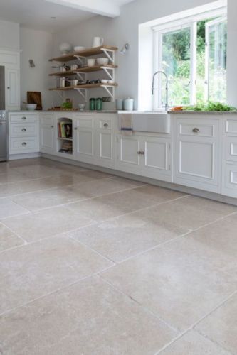 Kitchens With Limestone Floors, Limestone Kitchen, Stone Kitchen Floor, Stone Tiles Kitchen, Limestone Floor Tiles, Stone Tile Flooring, Mandarin Stone, Limestone Flooring, Limestone Tile