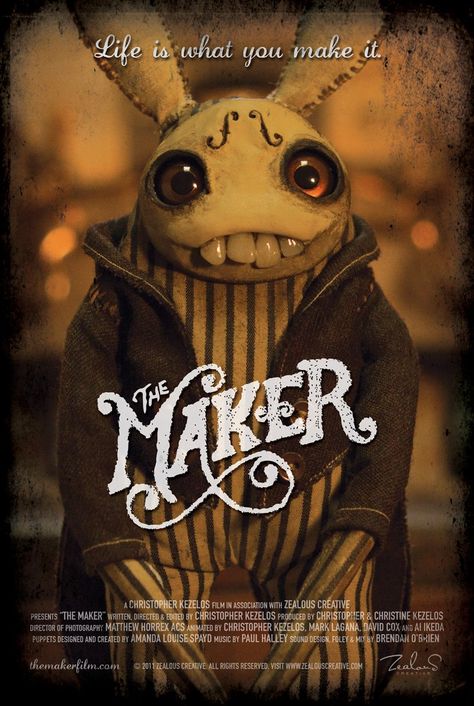 The Maker Stop Motion Movie Poster, Stop Motion Characters, Sxsw Poster, Short Film Poster, Stop Motion Puppet, Poster Competition, Animated Short Film, Polish Posters, Куклы American Girl