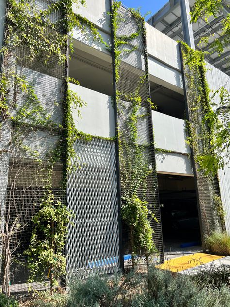 Sunnyvale Office Park - Expanded Mesh Parking Deck Façade & Living Wall - Architectural Expanded Metal Facade, Metal Mesh Facade, Industrial Office Space, Industrial Facade, New York Rooftop, Expanded Metal Mesh, San Jose Airport, Retail Facade, Interior Cladding