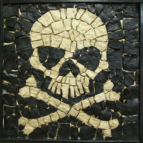 I'm guessing we won't have this backsplash - but damn, it's cool! A Pirates Life For Me, A Pirates Life, Pirates Life For Me, Pirates Life, Mosaic Madness, Skulls And Bones, Pirate Life, Jolly Roger, Mosaic Ideas