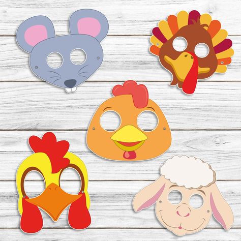 Farm Animal Masks, Chicken Mask, Animal Masks Diy, Rooster Mask, Animal Mask Templates, Paper Games For Kids, Printable Animal Masks, Farm Animals Preschool, Diy Toddler Toys