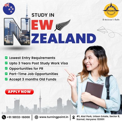 Unlock your potential in one of the world's most beautiful countries! Study in New Zealand and experience top-notch education, stunning landscapes, and a vibrant culture. 🌏📚✨ What are you waiting for?? Apply your application fast with us Call now 📞 at :- +91 9813216000 For more details, visit our website:- https://turningpoint.in/ #StudyInNewZealand #NewZealandEducation #InternationalStudents #StudyAbroad #HigherEducation #NZExperience #GlobalLearning #turningpoint #tpsc #StudyOpportunitie... Beautiful Countries, Study In New Zealand, Happy Janmashtami, Stunning Landscapes, Bed Furniture Design, Unlock Your Potential, Part Time Jobs, Creative Ads, International Students