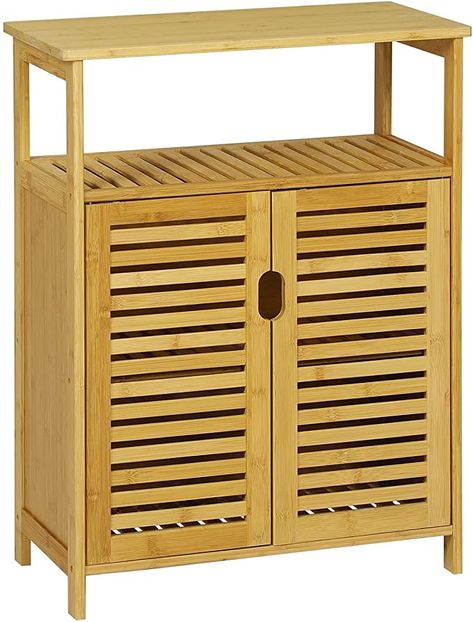 Amazon.com: VIAGDO Bathroom Floor Cabinet, Bamboo Storage Cabinet with Doors and Open Shelves, Freestanding Bathroom Cabinet, Side Storage Organizer, Hallway Enteyway Cabinet for Living Room Kitchen : Home & Kitchen Sliding Doors Bathroom, Kitchen Open Shelving Ideas, Shelves Freestanding, Bathroom Floor Cabinet, Bathroom Floor Storage Cabinet, Bamboo Cabinets, Storage Cabinet With Doors, Cabinet For Living Room, Bathroom Floor Storage