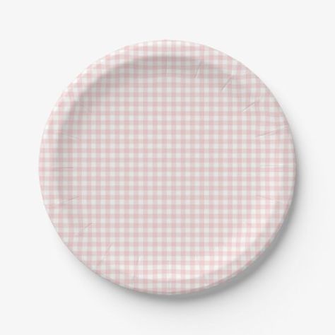 $1.90 | Pink Gingham Spring Birthday Party #pink, gingham, plaid, spring, birthday, easter, bunny, first birthday, some bunny birthday Gingham Party, Spring Gingham, Spring Birthday Party, Preppy Baby, Spring Birthday, Paper Plates Party, Pink Gingham, Party Plates, Kids Stationery