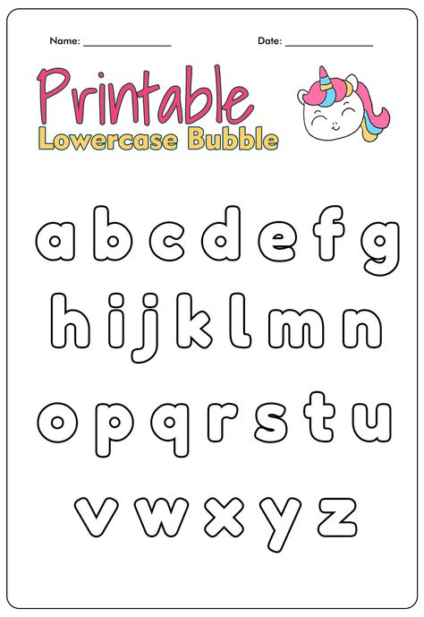 Printable Lowercase Bubble Letters Alphabet Stencils Alphabet Fonts Printable, Bubble Letters Alphabet Free Printable, Printable Bubble Letters Free, Printable Abc Letters, Lowercase Letters Printable, Abc Templates, Alphabet Letters To Print, Teaching Letter Recognition, Bubble Letters Alphabet