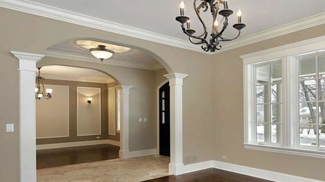 House Trim Ideas Interior, House Trim Ideas, Crown Molding Styles, Window Casings, Diy Crown Molding, Ceiling Trim, Trim Ideas, Accent Wall Colors, House Trim