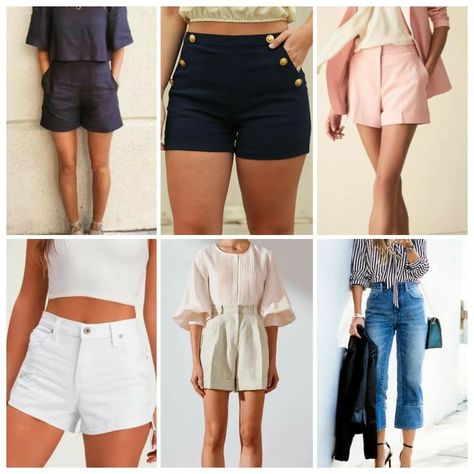 https://www.reddit.com/r/Kibbe/comments/m4kmfi/shorts_for_the_types/ Soft Classic Kibbe Summer, Soft Classic Shorts, Dramatic Classic Summer Outfit, Romantic Outfit Summer, Soft Classic Kibbe, Kibbe Types, Classic Summer Outfits, David Kibbe, Kibbe Romantic