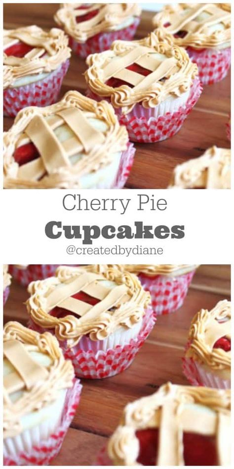 Cherry Pie Cupcakes, Cherry Pie Cookies, Delicious Cupcakes Recipes, Cake Mix Ingredients, Fun Cupcake Recipes, Pie Cupcakes, Cupcake Mix, Eat Cupcakes, Dessert Recipies