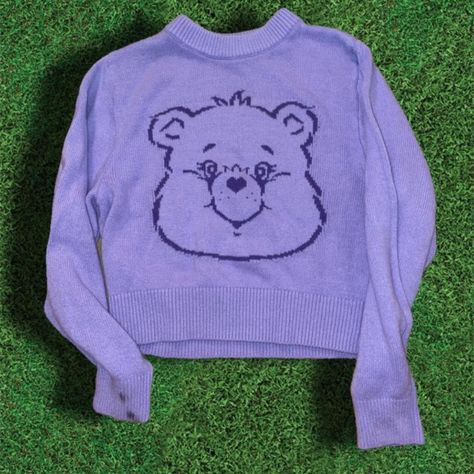 2000s Care Bears purple sweater #vintage #y2k #bear - Depop Depop Finds, Purple Jumpers, Purple Sweater, Sweater Vintage, Care Bears, Skirt Leather, Sweatshirt Shirt, Vintage Y2k, Jean Shirts