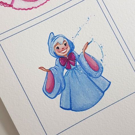 Maxine Munroe on Instagram: “Bippity boppity boo! Who else wishes they had a fairy godmother? 🙋💙” Fairy Godmother Drawing, Bippity Boppity Boo, Cinderella Fairy Godmother, Princess Sticker, Birthday Card Drawing, Screen Painting, Disney Fairy, Godmother Gifts, Disney Fairies