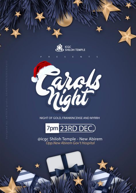 Carols Night Flyer Design, Restaurant Birthday, Xmas Carols, Business Restaurant, Christian Photography, Graphic Design Inspiration Poster, Christmas Posters, Inspiration Poster, Worship Videos