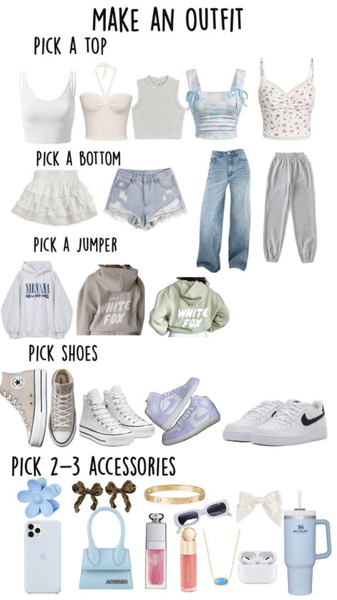 Pick your fit Cute Travel Outfits, Make An Outfit, Simple Outfits For School, Preppy Inspiration, Cute Clothing Stores, Casual Outfits For Teens, Casual Preppy Outfits, Trendy Outfits For Teens