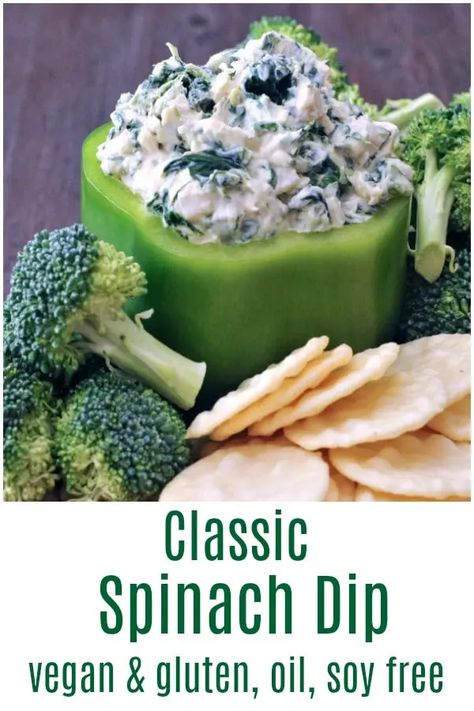 Classic Spinach Dip @spabettie #vegan #oilfree #glutenfree #soyfree #dip #snack #appetizer #party Dip Dairy Free, Appetizer Vegan, Classic Spinach Dip, Vegan Spinach Dip, Vegan Dips, Appetizer Party, Vegan Spinach, Vegan Tips, Meat Meals