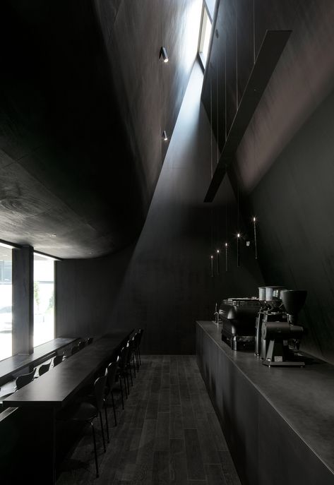 Gallery of Juun.J Flagship Store / WGNB - 2 High Gloss Floors, Black Architecture, In Praise Of Shadows, Black Building, Juun J, Black Curtains, Flagship Store, Brutalism, 인테리어 디자인