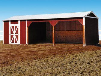 Tuff Shed Loafing Shed - Tuff Shed Barn Garage Plans, Shed Diy, Ranch Property, Livestock Shelter, Loafing Shed, Tuff Shed, Yard Inspiration, Horse Shelter, Farm Shed