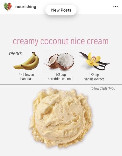 Vegan Nice Cream, Vegan Shakes, Nice Cream, Cream Recipes, Easy Delicious, Ice Cream Recipes, Coconut, Ice Cream, Cream