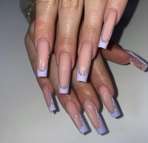 Ballerina Nails Purple, Ballerina Nail Ideas, Lilac Nails Acrylic, Prom 2k23, Periwinkle Nails, Holiday Acrylic Nails, Lilac Nails, Purple Acrylic Nails, Purple Nail Designs