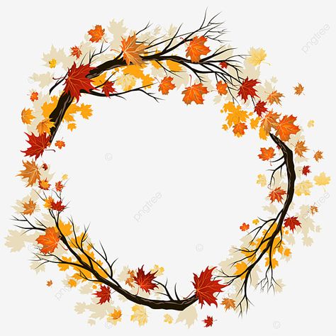 Autumn Frame, Wreath Tattoo, Autumn Leaves Background, Watercolor Autumn Leaves, Leaves Frame, Fall Frames, Wreath Clipart, Doodle Frame, Autumn Png