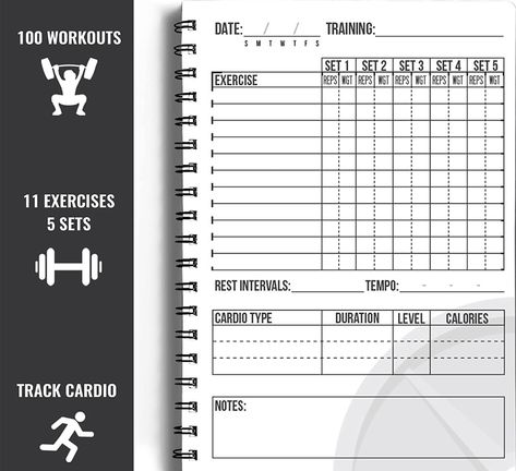 Track your progress with ease Gym Diary, Workout Log Book, 100 Workout, Goals Setting, Gym Workout Planner, Fitness Tracking, Training Fitness Gym, Workout Planner, Workout Log