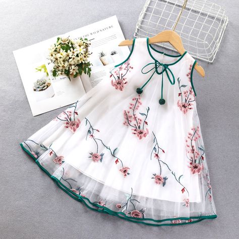 Korean Baby, Girls Summer Dress, Embroidered Dresses, Kids Frocks Design, Kids Dress Wear, Kids Dress Patterns