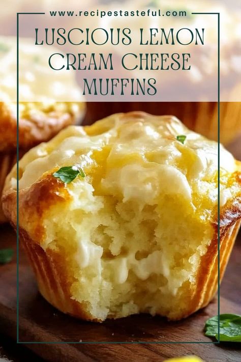 These Luscious Lemon Cream Cheese Muffins are a delightful combination of bright lemon flavor and creamy filling, perfect for breakfast or a sweet snack. Topped with a tangy lemon glaze, they’re sure to brighten your day! Lemon Cream Cheese Muffins, Lemon Muffin Recipes, Cream Cheese Bread, Lemon Cream Cheese, Cream Cheese Muffins, Lemon Muffins, Homemade Muffins, Lemon Glaze, Cheese Muffins