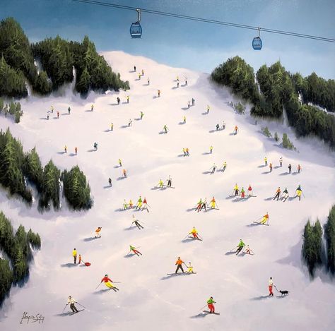 Antonio Soler, "Alpine Run", Textured Winter Snow Slope Ski Landscape Painting | From a unique collection of  Figurative Paintings at https://www.1stdibs.com/art/paintings/figurative-paintings/. Canvas Mixed Media, Painting Canvas, Figure Painting, Winter Snow, Landscape Painting, Figurative, Landscape Paintings, Skiing, Mixed Media