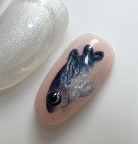 I can’t get over these lil fishies🐟 #pressonnails #pressonnailset #pearlnails #3dnails #3dnailart #oceannails #fishnails | Instagram Nail Art Fish, Fish Nail Art, 2000s Nails, Fish Nails, Kawaii Nail Art, Manicure Designs, 2024 Nails, Pearl Nails, Soft Nails