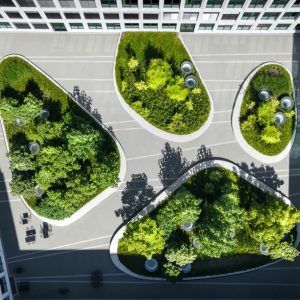 Subtropical Islands for Karlsruhe « Landscape Architecture Platform | Landezine Landscape Plaza, Karlsruhe Germany, Urbanism Architecture, Headquarters Building, Interior Courtyard, Podium Design, Urban Island, Landscape Stairs, Landscape And Urbanism Architecture