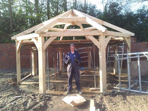 Oak Gazebo, Hexagon Gazebo, Metal Gazebo, Diy Gazebo, Gazebo Roof, Screened Gazebo, Gazebo Plans, Building A Pergola, Backyard Gazebo