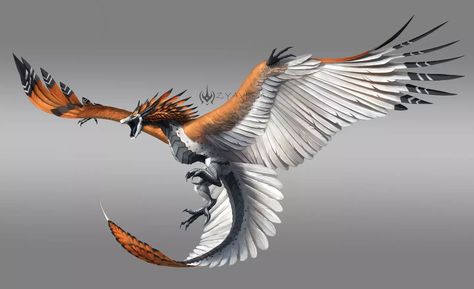 Fantasy Bird Creature Design, Bird That Looks Like Dragon, Winged Creature Concept Art, Bird Monster Concept Art, Feathered Dragon, Wyvern With Feathers, Dragon Bird, Monster Artwork, Mythical Creatures Fantasy