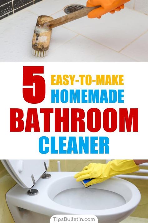 Clean and disinfect your bathroom with these home made natural cleaner recipes. From tile, grout, shower, to toilet and sink cleaning - these DIY cleaners based on vinegar, baking soda or hydrogen peroxide will let you clean your bathroom in no time.#bathroomcleaning #cleaner #diy Homemade Bathroom Cleaner, Natural Bathroom Cleaner, Diy Bathroom Cleaner, Bathroom Cleaners, Sink Cleaning, Homemade Toilet Cleaner, Natural Bathroom, Homemade Cleaning, Cleaner Recipes