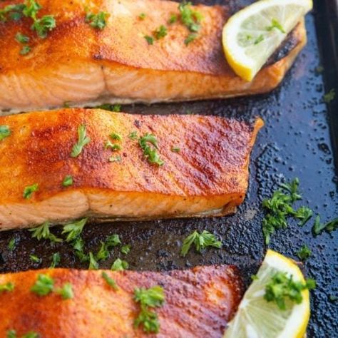 Broiled Salmon Recipe - The Roasted Root Crispy Salmon Recipe, Broiled Salmon Recipes, Best Salmon Recipe, Crispy Salmon, Broiled Salmon, How To Cook Asparagus, Baked Salmon Recipes, Healthy Food Blogs, Cooking Salmon