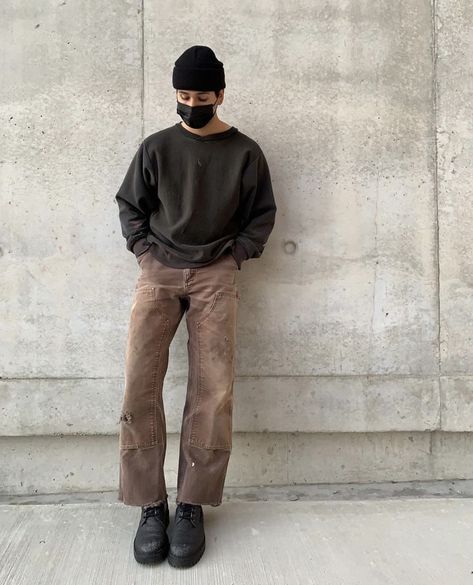 Brown Dickies Outfit, Dickies Outfit, Brown Dickies, Trendy Boy Outfits, Aesthetic Outfits Men, Mens Trendy Outfits, Mens Casual Dress Outfits, Street Fashion Men Streetwear, Streetwear Aesthetic