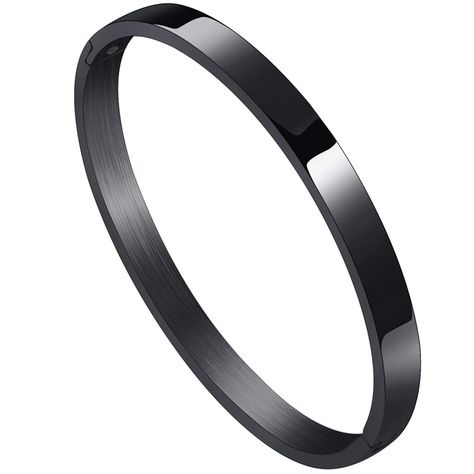 Stainless Steel Classical Simple Plain Blank Open Clasp Bangle Bracelet (As an Amazon Associate I earn from qualifying purchases) Minimalist Black Bangle Jewelry, Formal Black Metal Bangle, Black Stainless Steel Bangle Bracelet, Classic Black Enamel Bangle Bracelet, Adjustable Black Bangle, Cheap, Black Bangle, Bracelet Black, Sister Birthday, Mother Daughter