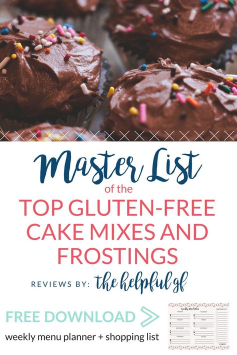 This is a master list of the best gluten-free boxed cake mixes and premade frostings with reviews! Pin now, reference later so you can make baking gluten-free desserts easy whether you want a cake, cupcakes, or are using a cake mix to make cookies, bars, or other sweet treat! Rated by taste, whether they’re moist or dry, and more! reviews include: King Arthur, Simple Mills, and Bob’s Red Mill! Best Gluten Free Cake, Gluten Free Desserts Cookies, Gluten Free Cake Mixes, Simple Mills, Easy Gluten Free Desserts, Cookies Bars, Boxed Cake, Cake Mixes, Best Gluten Free