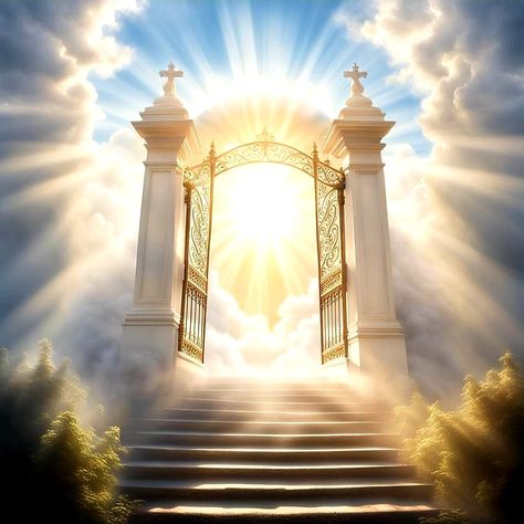 Pictures Of Heaven Paradise, Heaven Castle, Gates To Heaven, Heaven Gates, Heaven Image, Stairways To Heaven, Staircase To Heaven, Heaven Aesthetic, Heaven Background