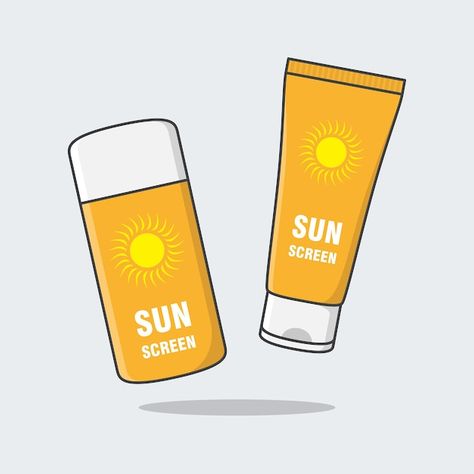 Sunscreen Drawing, Suns Cream, Sunscreen Illustration, Sunscreen Aesthetic, Science Pics, Cream Car, Small Business Instagram, Bottle Drawing, Online Scrapbook