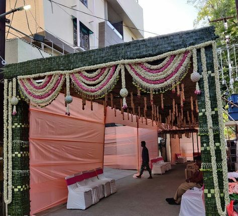 Pandhiri Decoration, Chappara Decor, Pelli Pandiri Decorations, Pandiri Decorations At Home, Pandiri Decorations, Pelli Decoration, Stage Decoration Photos, Indian Wedding Decorations Receptions, Haldi Decoration