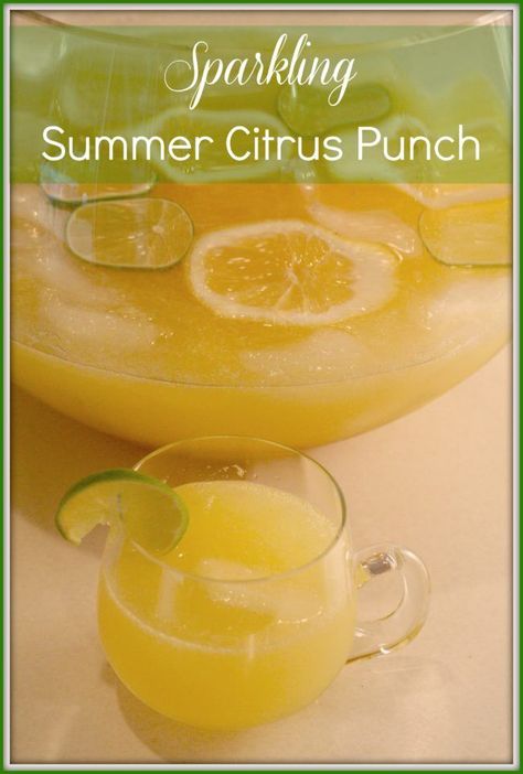 Wedding Punch Recipes, Citrus Punch Recipe, Lemonade Punch Recipe, Sparkling Punch, Citrus Punch, Alcoholic Punch Recipes, Summer Punch, Non Alcoholic Punch, Lemonade Punch