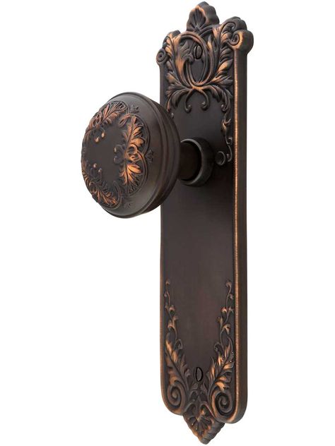 Lorraine Privacy Door Set With Matching Knobs in Oil-Rubbed Bronze Medieval Door, Antique Door Hardware, Old Door Knobs, Antique French Doors, Front Door Hardware, Vintage Door Knobs, Antique Door Knobs, Copper Highlights, Rustic Hardware