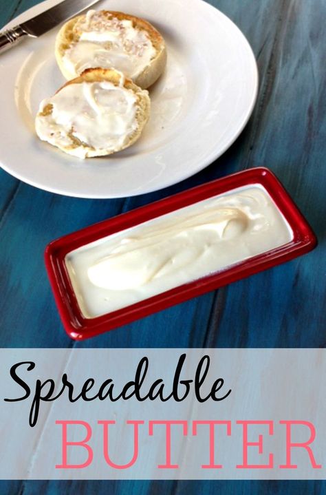 Spreadable Butter Recipe, Spreadable Butter, Med Diet, Diy Mixes, Butter Brands, Olive Oil Recipes, Canned Food Storage, Living Better, Stick Butter