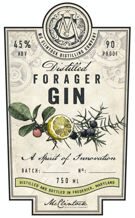 Latvian designer Agi Amri delivers vintage vibes with a hands-on approach - 99designs Gin Label, Label Inspiration, Etiquette Vintage, Bottle Label Template, Bottle Label Design, Label Ideas, Vintage Packaging, Study Design, Packaging Labels Design