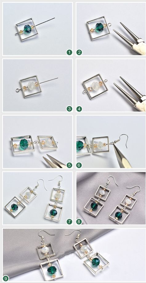 #Beebeecraft Ideas on Making #Oblong #Pendant #Earrings with faceted #crystalglassbeads. Wire Jewelry Tutorial, Make Earrings, Jewelry Making Earrings, Wire Jewelry Designs, Diy Wire Jewelry, Silver Earrings Handmade, Jewelry Techniques, Homemade Jewelry, Handmade Wire Jewelry