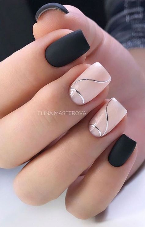 Black And White Nail, Unghie Sfumate, Matte Nails Design, Pretty Nail Art Designs, Cute Gel Nails, White Nail, Short Acrylic Nails Designs, Neutral Nails, Classy Nails