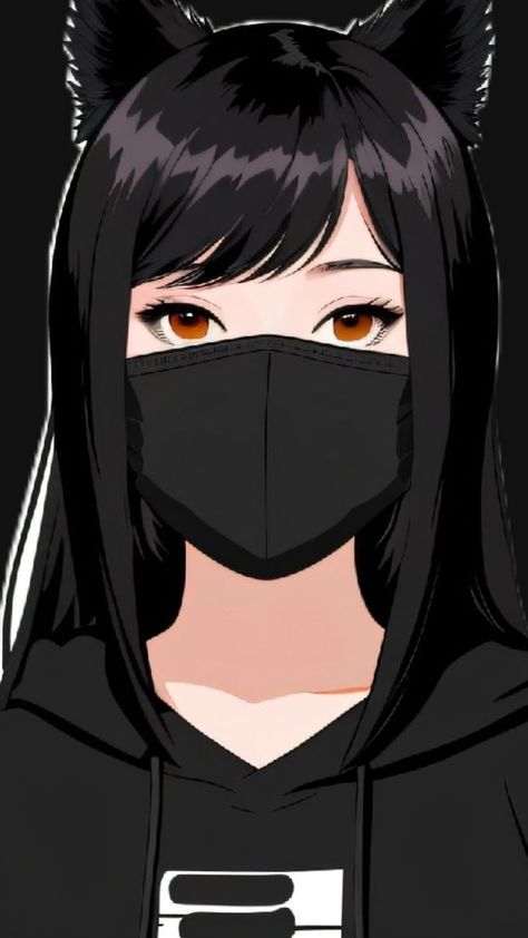 Anime Masked Female, Anime Character With Mask, Girl Wearing Mask, Emoji Mask, Girl With Mask, Anime Mask, Video Style, Creepy Faces, Cosmetic Contact Lenses