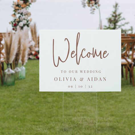 Brown Wedding Themes, Serif Lettering, Chic Typography, Handwritten Wedding, Outdoor Welcome Sign, Brown Wedding, Wedding Welcome Sign, Vine Design, Welcome To Our Wedding