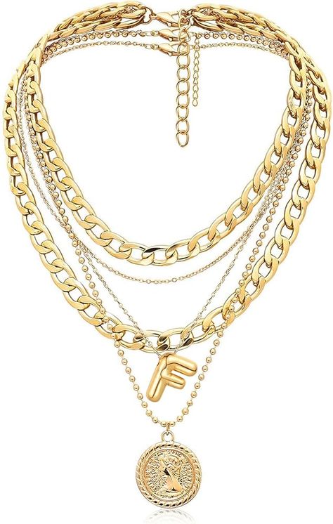 Amazon.com: MJartoria Gold Layered Necklaces for Women Trendy Balloon Initial Pendant Necklace Dainty Chunky Chain Choker Necklaces Jewelry Birthday Gifts (S, Gold) : Clothing, Shoes & Jewelry Chunky Necklace Gold, Gold Chunky Jewelry, Filling Foods, Gold Layered Necklaces, Trendy Balloons, Gold Clothing, Chunky Gold Necklaces, Necklace Layered, Stacked Necklaces